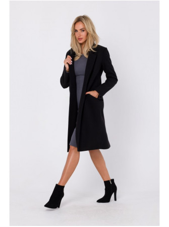 M758 Sagomis užsegamas paltas - juoda