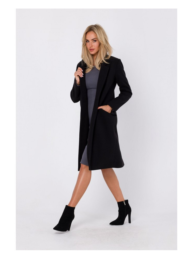 M758 Sagomis užsegamas paltas - juoda