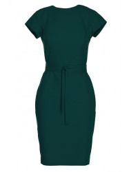 S239 Pencil dress with a tie belt - green