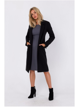 M758 Sagomis užsegamas paltas - juoda