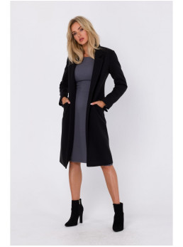 M758 Sagomis užsegamas paltas - juoda