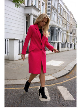 M758 Sagamis užsegamas fuksijos paltas - fuksijos