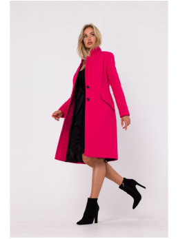 M758 Sagamis užsegamas fuksijos paltas - fuksijos