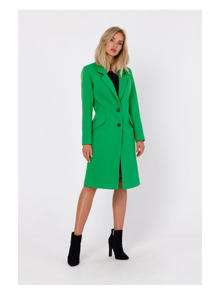 M758 Žalias užsegamas paltas - žalia