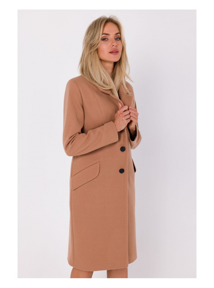 M758 Sagamis užsegamas camel paltas - kupranugario