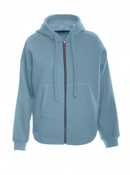 M761 Užsegamas džemperis su gobtuvu ir kengūros kišene - agave