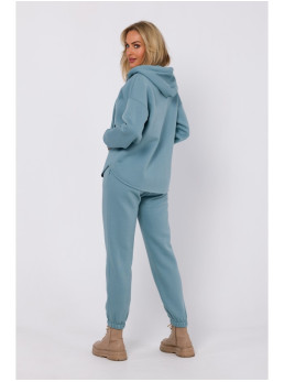 M761 Užsegamas džemperis su gobtuvu ir kengūros kišene - agave