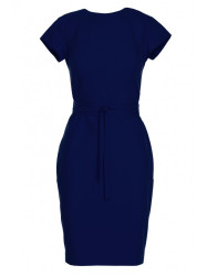 S239 Pencil dress with a tie belt - navy blue