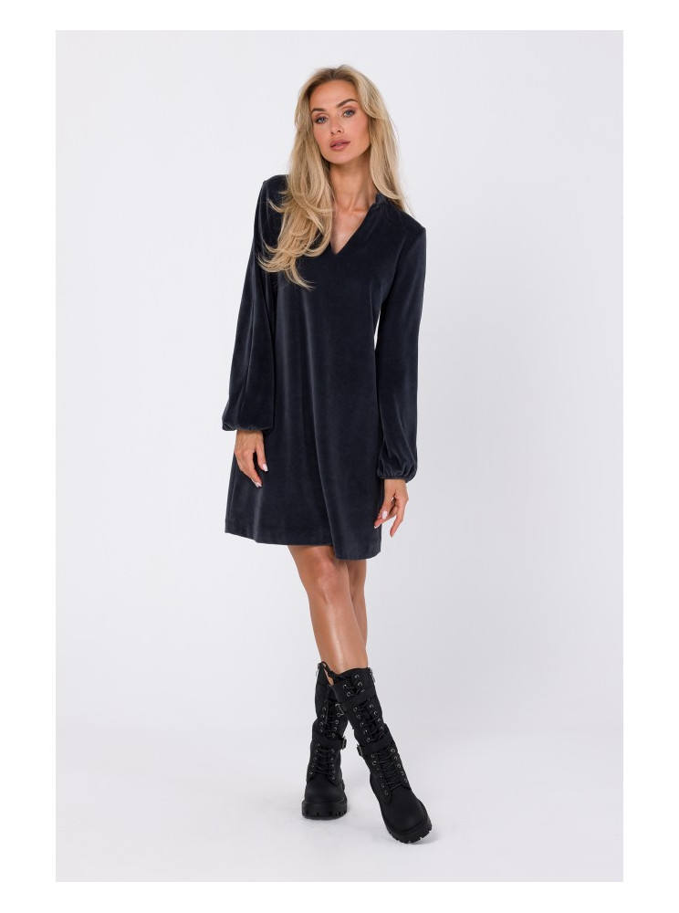 M767 Suknelė V formos iškirpte - grafito