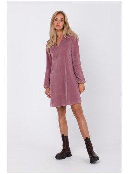 M767 Krepinio audinio suknelė su V formos iškirpte - crepe pink