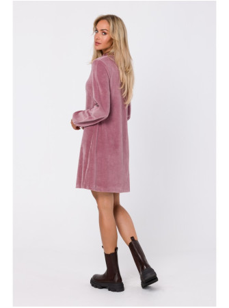 M767 Krepinio audinio suknelė su V formos iškirpte - crepe pink