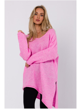 M769 Laisvo stiliaus tunikos tipo megztinis - rožinė