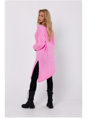 M769 Laisvo stiliaus tunikos tipo megztinis - rožinė