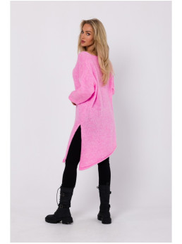 M769 Laisvo stiliaus tunikos tipo megztinis - rožinė