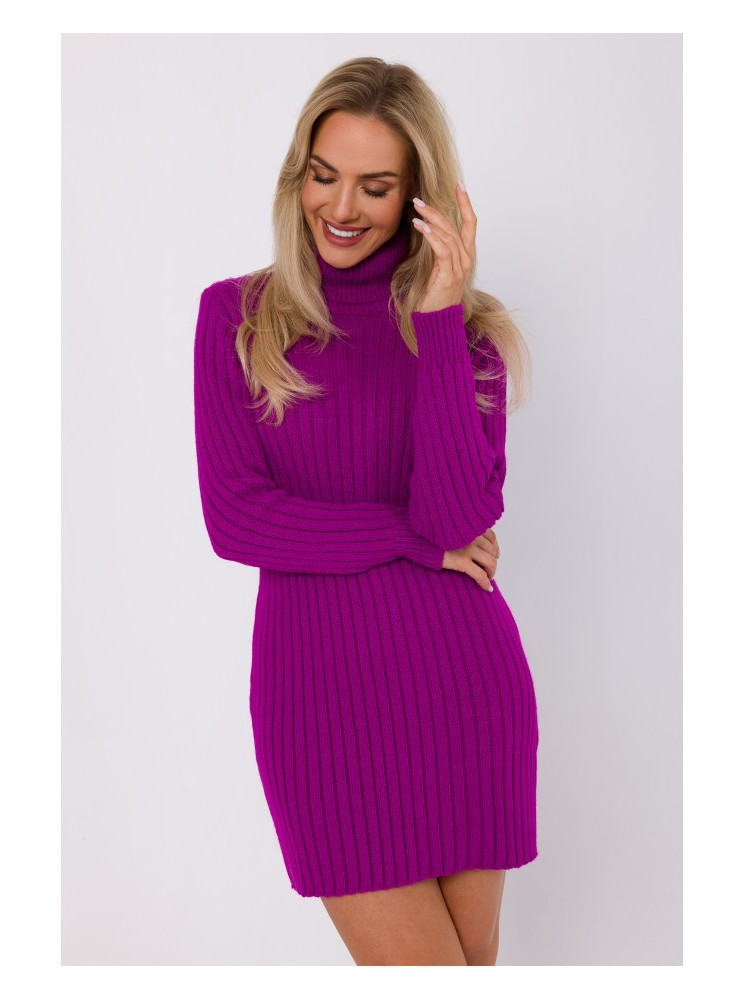 M770 Megztinis-suknelė aukštu kaklu - violetinė