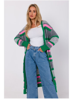 M774 Dryžuotas kardiganas atviru priekiu - spalva