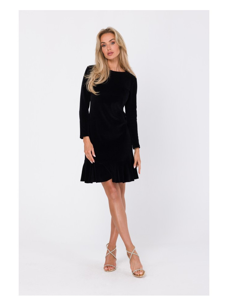 M765 Suknelė su raukinukais apačioje - juoda