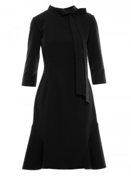 S346 Suknelė su kaklaraiščiu - juoda