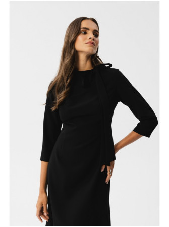 S346 Suknelė su kaklaraiščiu - juoda