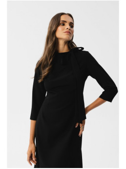 S346 Suknelė su kaklaraiščiu - juoda