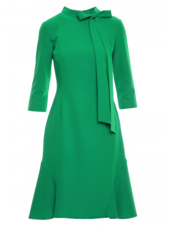 S346 Suknelė su kaklaraiščiu - žalia