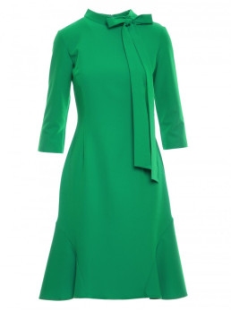 S346 Suknelė su kaklaraiščiu - žalia