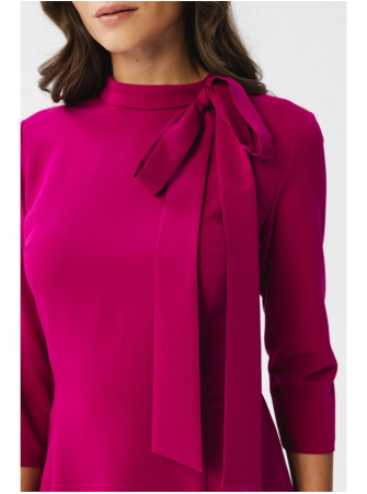 S346 Suknelė su kaklaraiščiu - slyvų