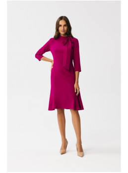 S346 Suknelė su kaklaraiščiu - slyvų