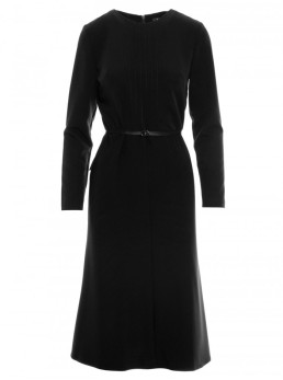 S347 Suknelė su klostėmis priekyje - juoda