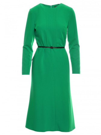 S347 Žalia suknelė su klostėmis priekyje - žalia