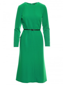 S347 Žalia suknelė su klostėmis priekyje - žalia
