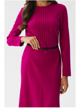 S347 Siaučiama suknelė su klostėmis priekyje - slyvų