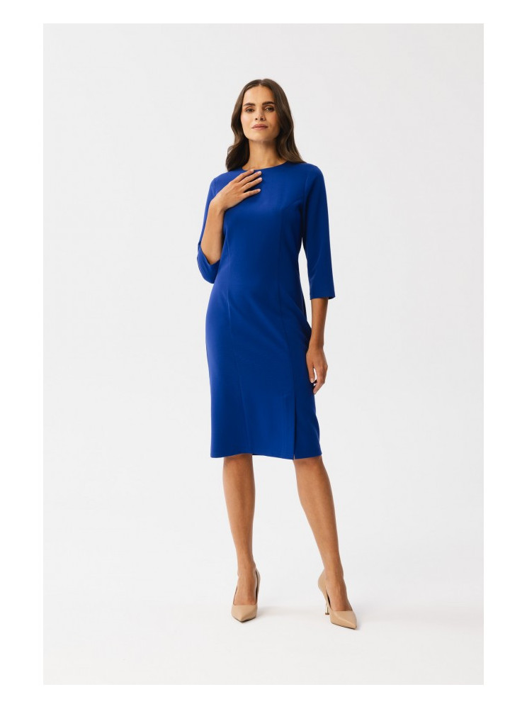 S350 Prigludusi suknelė su skeltuku - karališka mėlyna
