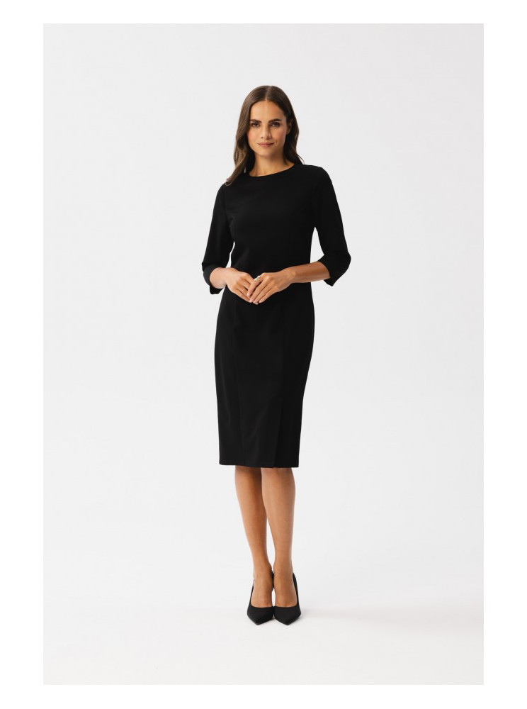 S350 Prigludusi suknelė su skeltuku - juoda