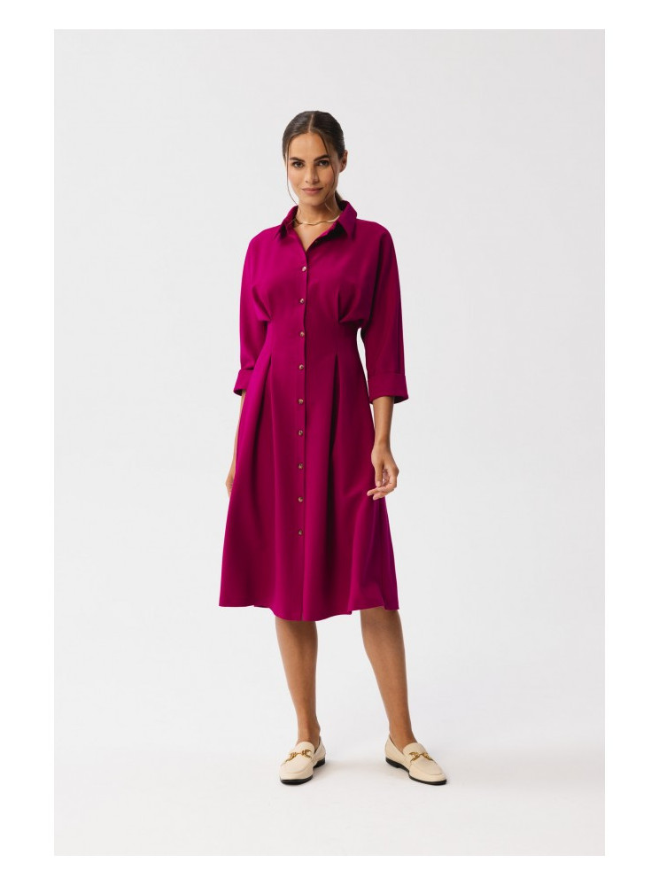 S351 Marškininė suknelė su sagomis - slyvų