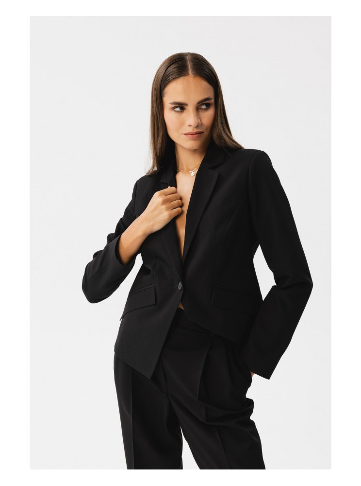 S353 Prigludęs vieno sagos švarkas - juoda