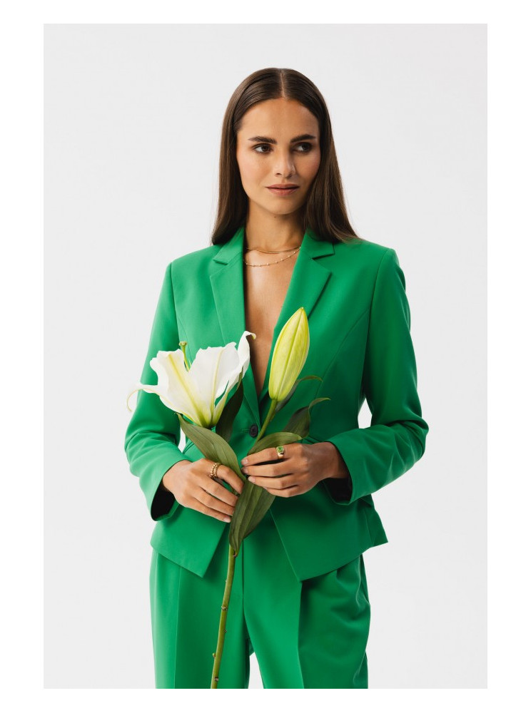 S353 Žalias vienos sagos švarkas - žalia