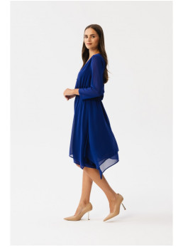 S354 Sluoksniuota šifono suknelė - karališka mėlyna