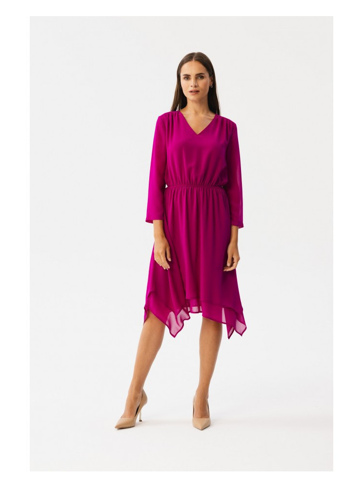 S354 Sluoksniuota šifono suknelė - ruby