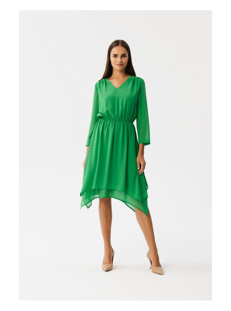 S354 Sluoksniuota šifoninė suknelė - žalia