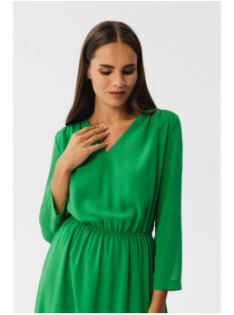 S354 Sluoksniuota šifoninė suknelė - žalia