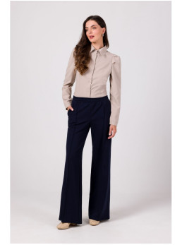 B275 Kelnės su priekine siūle - tamsiai mėlyna