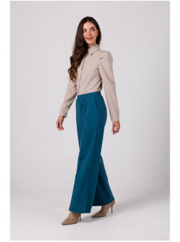 B275 Kelnės su dekoratyvinėmis siūlėmis - vandenyno mėlyna