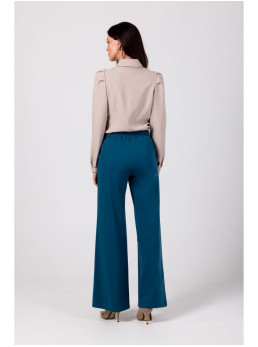 B275 Kelnės su dekoratyvinėmis siūlėmis - vandenyno mėlyna