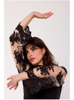 .K182 Suknelės su plačiomis gipiūrinėmis rankovėmis kopija - smėlio