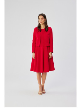 S358 Prigludusi ir platėjanti suknelė be rankovių - raudona