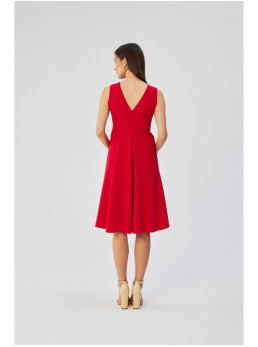 S358 Prigludusi ir platėjanti suknelė be rankovių - raudona