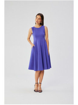 S358 Priglundanti, platėjanti suknelė be rankovių - violetinė