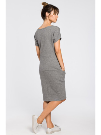 B050 Midi dress with in-seam pockets - grey
