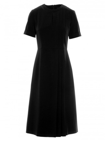 S361 Siaurėjanti suknelė su klostėmis šone - juoda